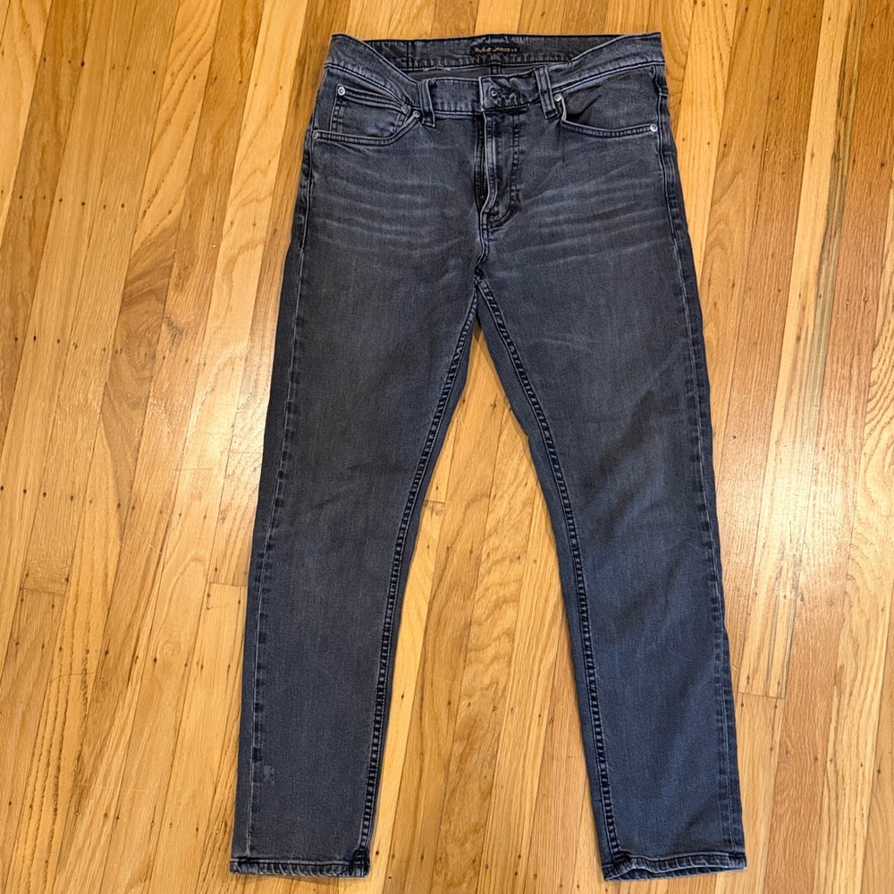 Lean Dean Nudie Jeans Dark Gray Slim Fit Denim